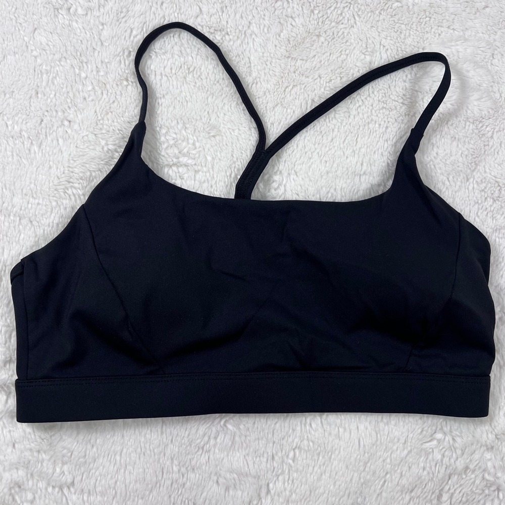 Running Girl Black Racerback Sports Bra Medium Mesh Back Yoga Gym Activewear